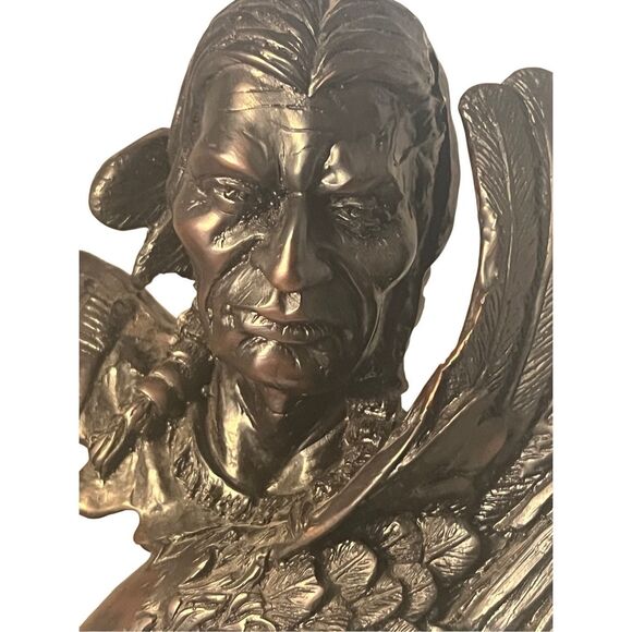 Remington Native American Reproduction Sculpture Brave/eagle - Picture 2 of 9